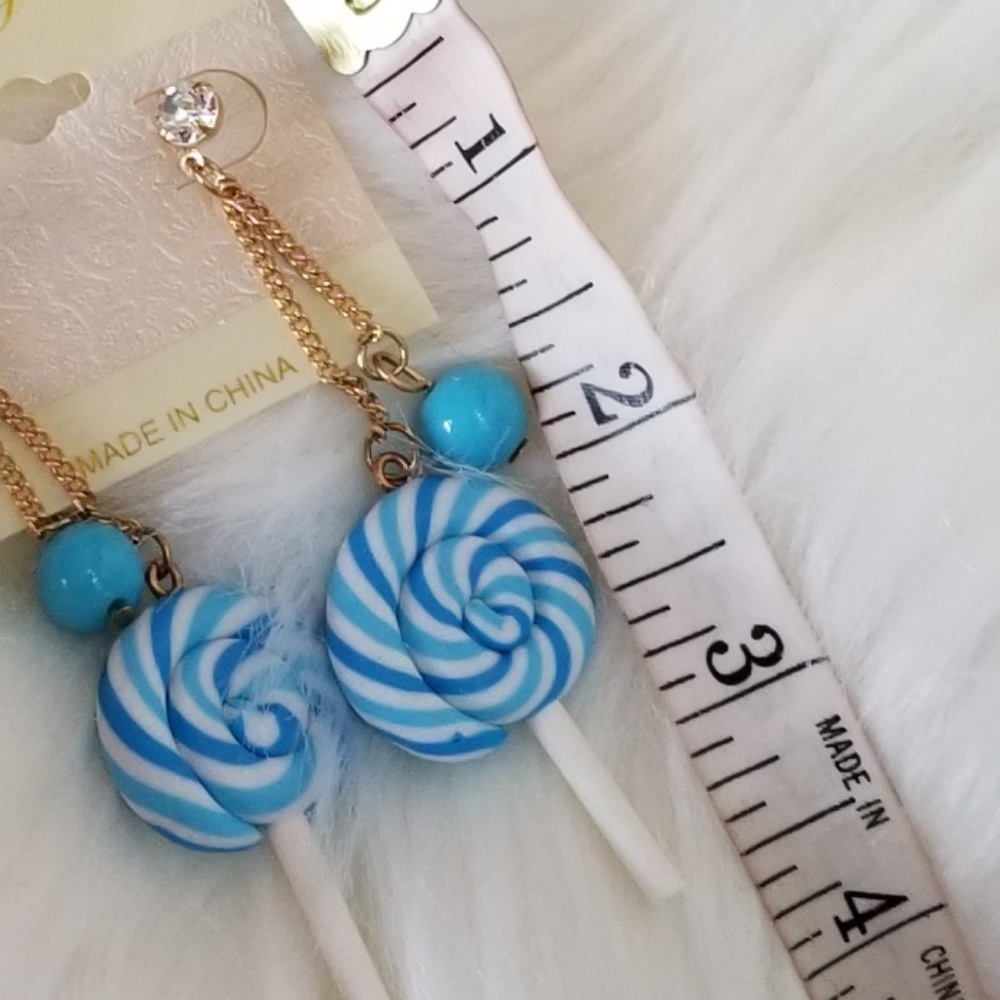Blue Raseberry LOLLIPOP EARRINGS - Picture 2 of 3